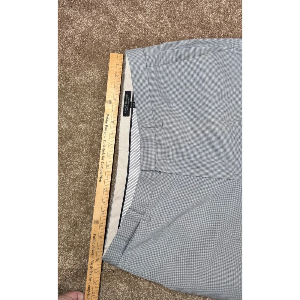 Banana Republic Mens 35x32 Modern Slim‎ Fit Grey Wool Micro Check Dress Pants